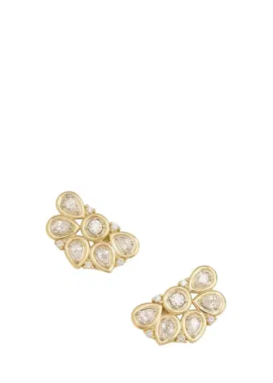 Jamie Wolf 18K Yellow and White Gold Diamond Lotus Stud Earrings | Thumbnail 1