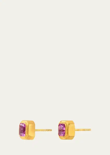 DARIUS 18K Pink Sapphire Ziggurat Stud Earrings | Thumbnail 2