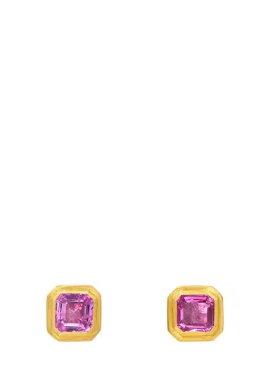 DARIUS 18K Pink Sapphire Ziggurat Stud Earrings | Thumbnail 1