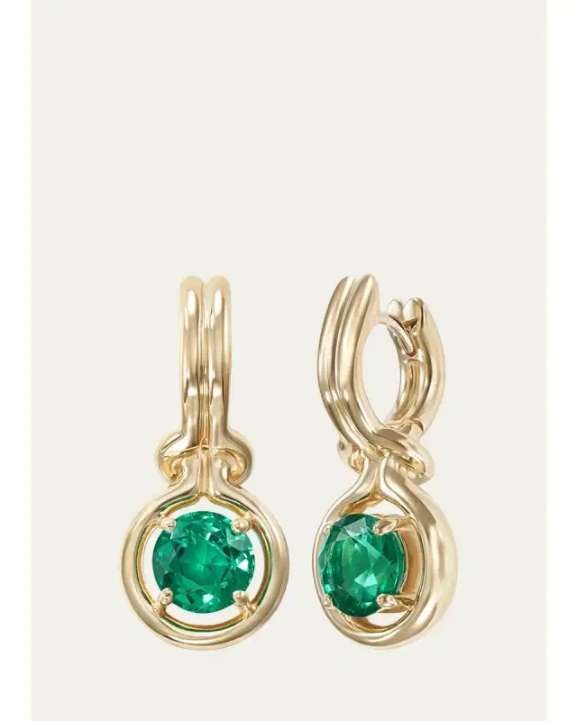Melissa Kaye Rocky One-Of-A-Kind Emerald Drop Earrings