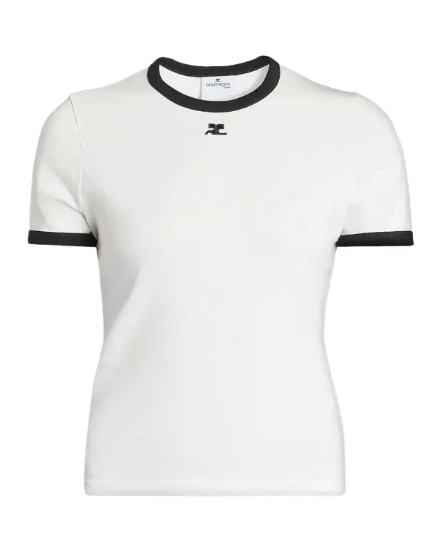Courreges Contrast Trim Short-Sleeve T-Shirt