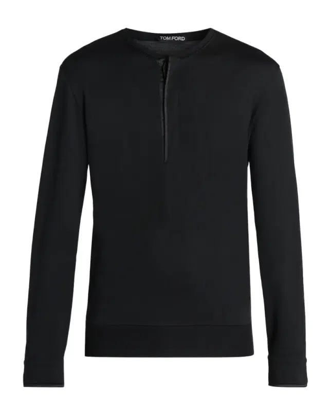 TOM FORD Boutique Men's Wool-Blend Henley Long-Sleeve T-Shirt