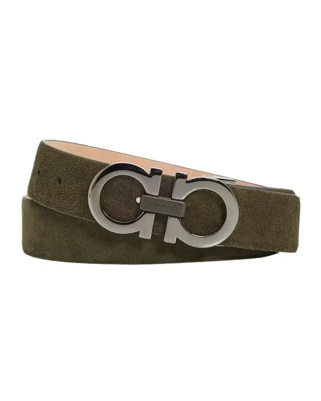 Ferragamo Men's Gancini Adjustable Leather Belt