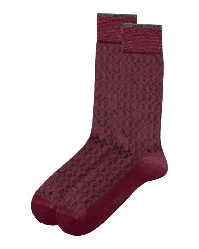 Marcoliani Men's Diamond-Pattern Cotton-Blend Mid-Calf Socks