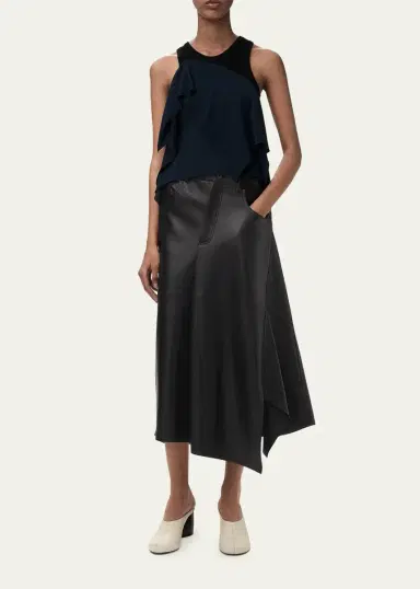 Loewe Asymmetric Leather Midi Skirt | Thumbnail 3