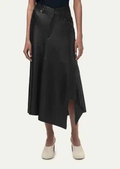 Loewe Asymmetric Leather Midi Skirt | Thumbnail 5