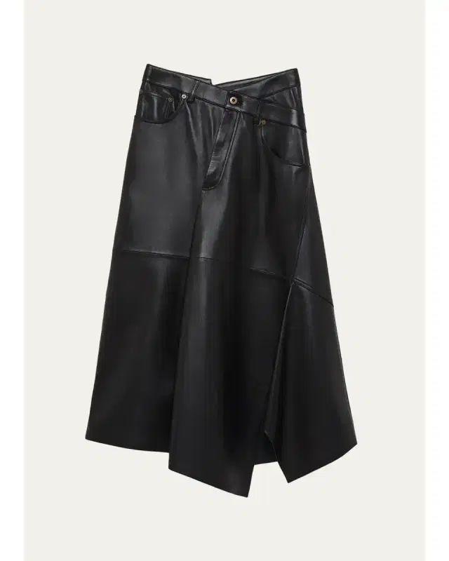 LOEWE Asymmetric Leather Midi Skirt