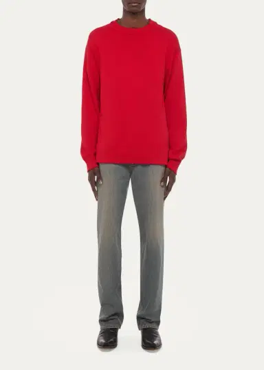 Helmut Lang Men's Cotton Lettuce-Trim Crewneck Sweater | Thumbnail 2
