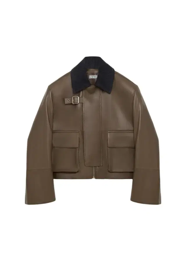 LOEWE Corduroy-Collar Leather Utility Jacket