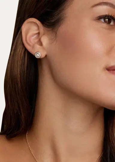 Jamie Wolf 18K Yellow and White Gold Diamond Bezel Earrings with Halos | Thumbnail 2