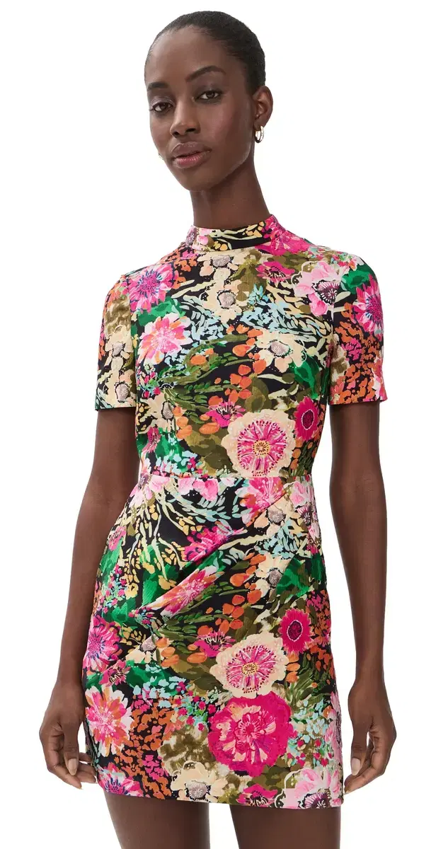 Saloni Draped Mini Dress Aster Fuchsia