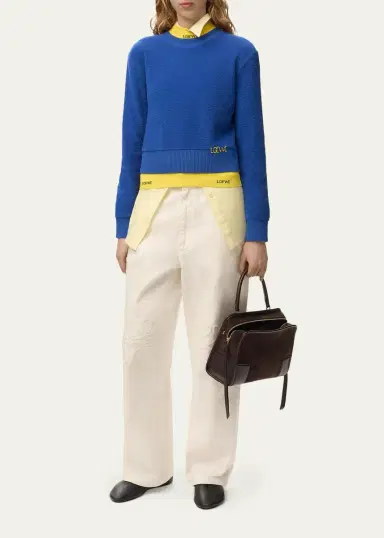 LOEWE Logo Embroidered Wool Crewneck Sweater | Thumbnail 2