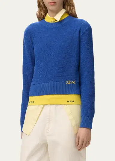 LOEWE Logo Embroidered Wool Crewneck Sweater | Thumbnail 4