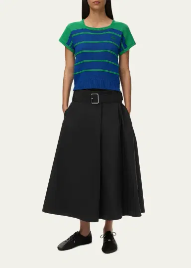 Loewe Belted Double-Waistband Midi A-Line Skirt | Thumbnail 2