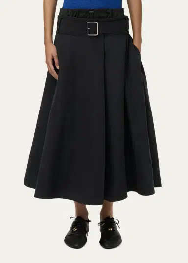 Loewe Belted Double-Waistband Midi A-Line Skirt | Thumbnail 4