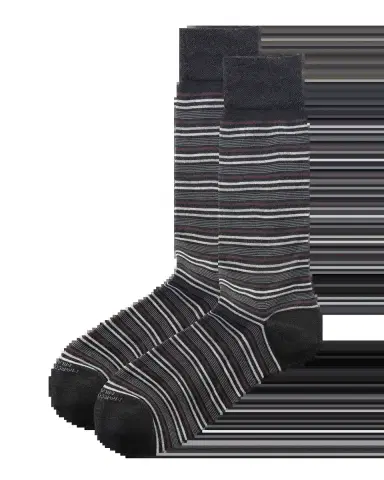 Marcoliani Men's Multi-Stripe Cotton Blend Mid-Calf Socks | Thumbnail 2