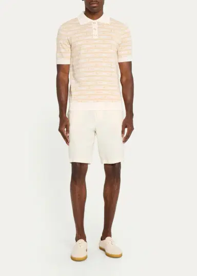 Casablanca Men's Wool Monogram Stripe Knit Polo Shirt | Thumbnail 3