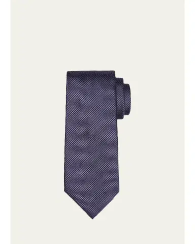 Tom Ford Men's Micro-Pied de Poule Silk Tie | Thumbnail 1