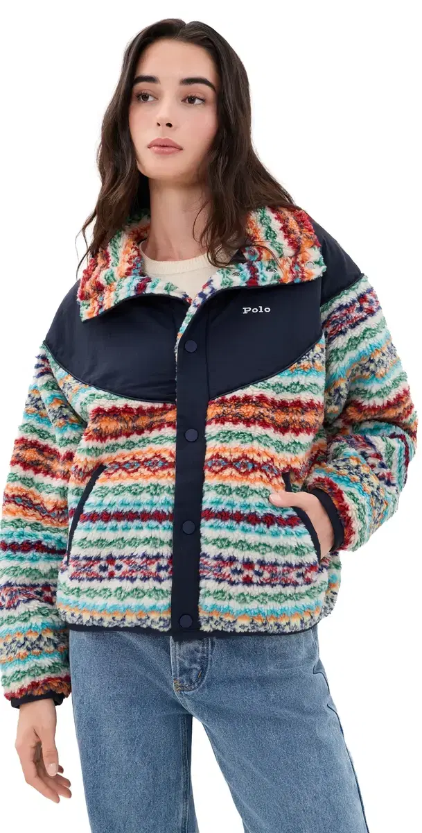 Polo Ralph Lauren Jacquard Knit Funnel Neck Jacket Multi