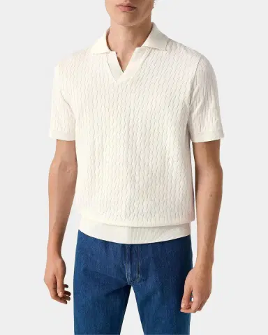 Eton Jacquard Cotton Polo Shirt | Thumbnail 3 Eton Jacquard Cotton Polo Shirt | Thumbnail 3