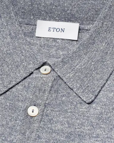 Eton Linen-Cotton Fine Knit Polo Shirt | Thumbnail 2 Eton Linen-Cotton Fine Knit Polo Shirt | Thumbnail 2