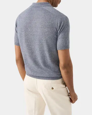 Eton Linen-Cotton Fine Knit Polo Shirt | Thumbnail 3 Eton Linen-Cotton Fine Knit Polo Shirt | Thumbnail 3
