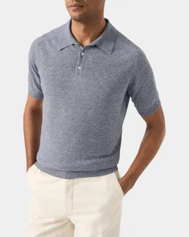 Eton Linen-Cotton Fine Knit Polo Shirt | Thumbnail 4 Eton Linen-Cotton Fine Knit Polo Shirt | Thumbnail 4