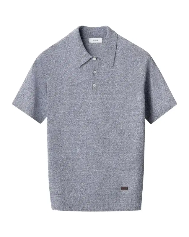 Eton Linen-Cotton Fine Knit Polo Shirt