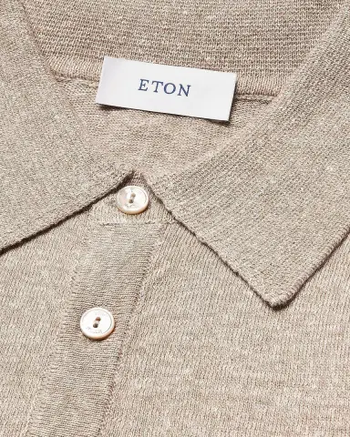 Eton Men's Linen-Cotton Fine Knit Polo Shirt | Thumbnail 3