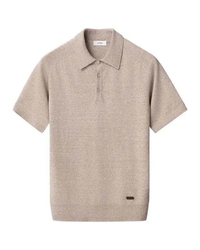 Eton Men's Linen-Cotton Fine Knit Polo Shirt