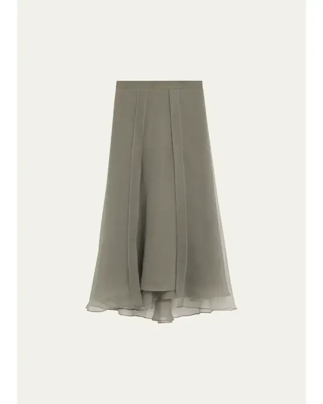 Brunello Cucinelli Layered Crispy Silk Maxi Circle Skirt
