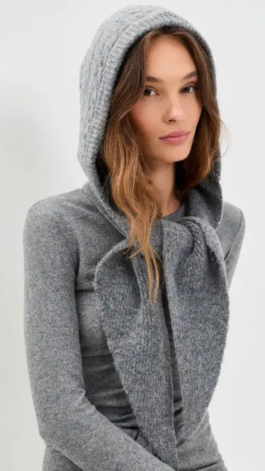 Hat Attack Cable Hooded Scarf Grey One Size | Thumbnail 2