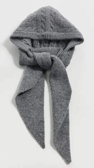 Hat Attack Cable Hooded Scarf Grey One Size | Thumbnail 4