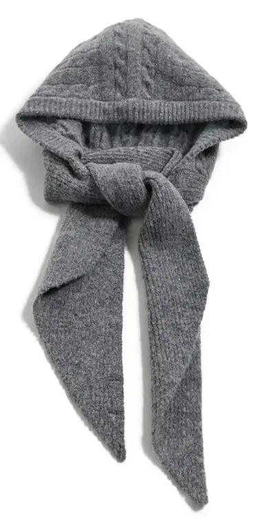 Hat Attack Cable Hooded Scarf Grey One Size | Thumbnail 1