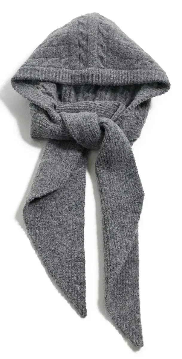 Hat Attack Cable Hooded Scarf Grey One Size