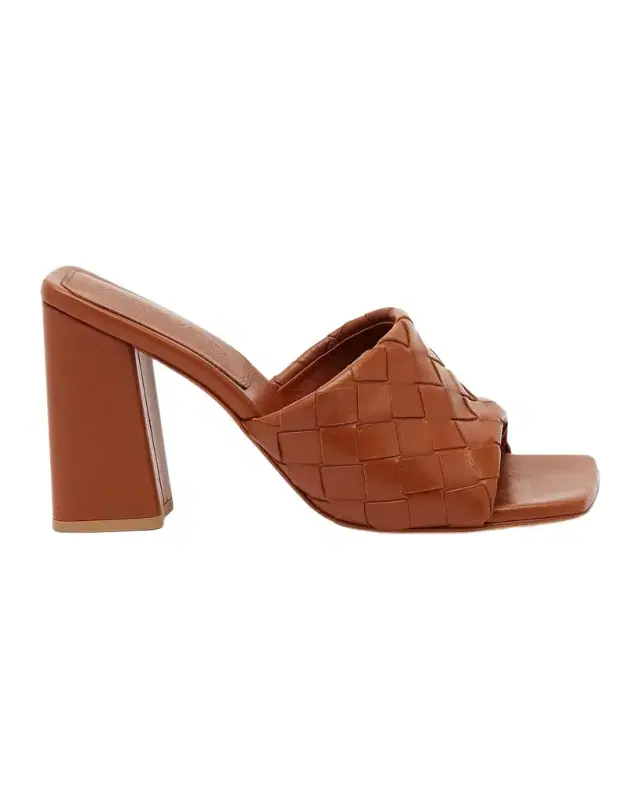 Bottega Veneta 90mm Parco Intrecciato Leather Mule Sandals