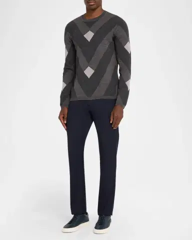 Emporio Armani Cotton Chevron Jacquard Crewneck Sweater | Thumbnail 2
