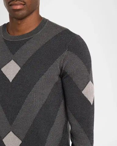 Emporio Armani Cotton Chevron Jacquard Crewneck Sweater | Thumbnail 5