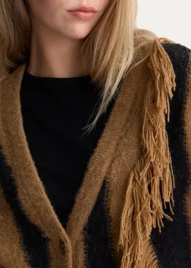 Diane von Furstenberg Leone Fringed Abstract Intarsia Cardigan | Thumbnail 5