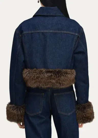 Marc Jacobs Faux-Fur-Trim Shrunken Trucker Jacket | Thumbnail 3