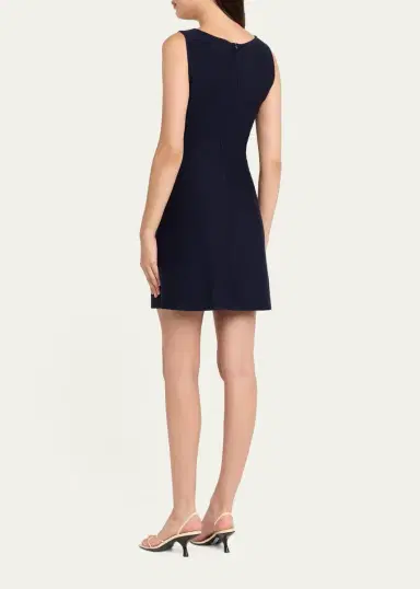 Oscar de la Renta Sleeveless Floral Embroidered Wool Knit Mini Dress | Thumbnail 3