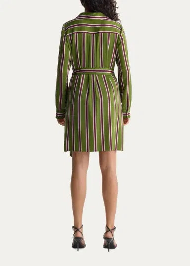 Diane von Furstenberg Elle Striped Stretch Georgette Mini Shirtdress | Thumbnail 3