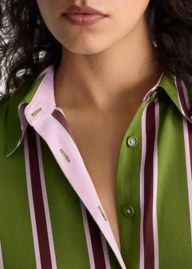 Diane von Furstenberg Elle Striped Stretch Georgette Mini Shirtdress | Thumbnail 4