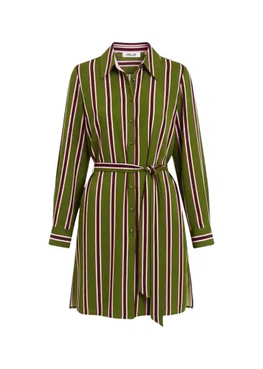 Diane von Furstenberg Elle Striped Stretch Georgette Mini Shirtdress | Thumbnail 1