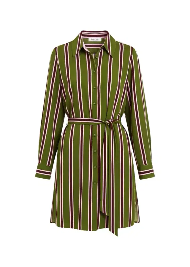 Diane von Furstenberg Elle Striped Stretch Georgette Mini Shirtdress