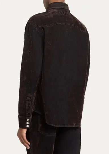 AMIRI Men's Flock Denim Western Shirt | Thumbnail 4