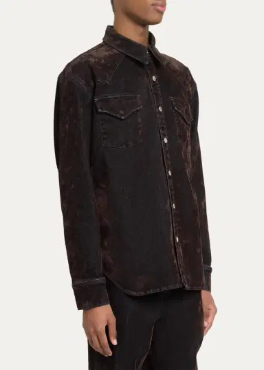 AMIRI Men's Flock Denim Western Shirt | Thumbnail 5