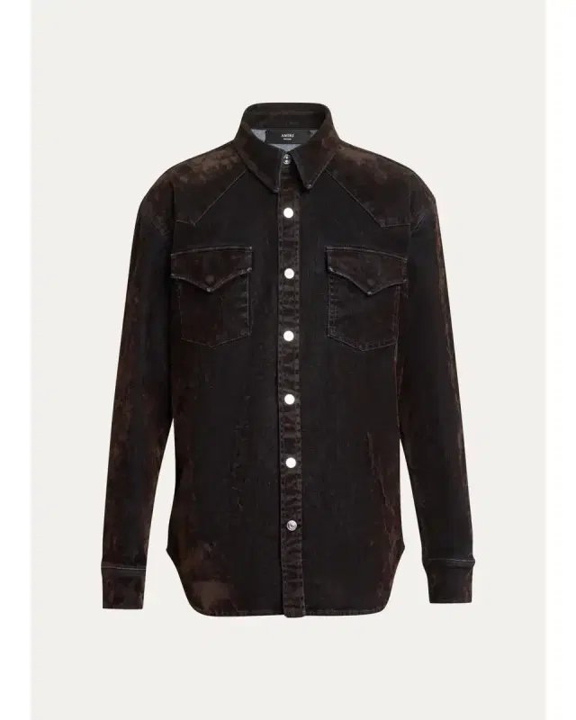 Men's Flock Denim Western Shirt