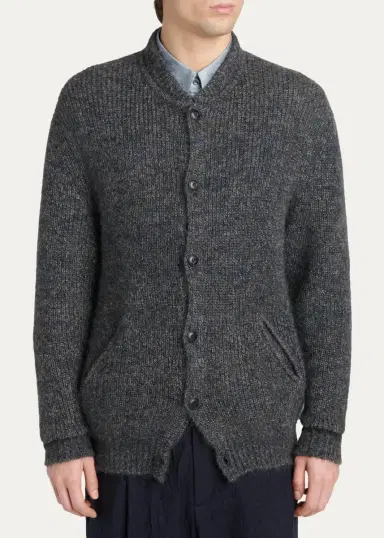 Giorgio Armani Men's Rib-Knit Mohair-Blend Cardigan | Thumbnail 5 Giorgio Armani Men's Rib-Knit Mohair-Blend Cardigan | Thumbnail 5