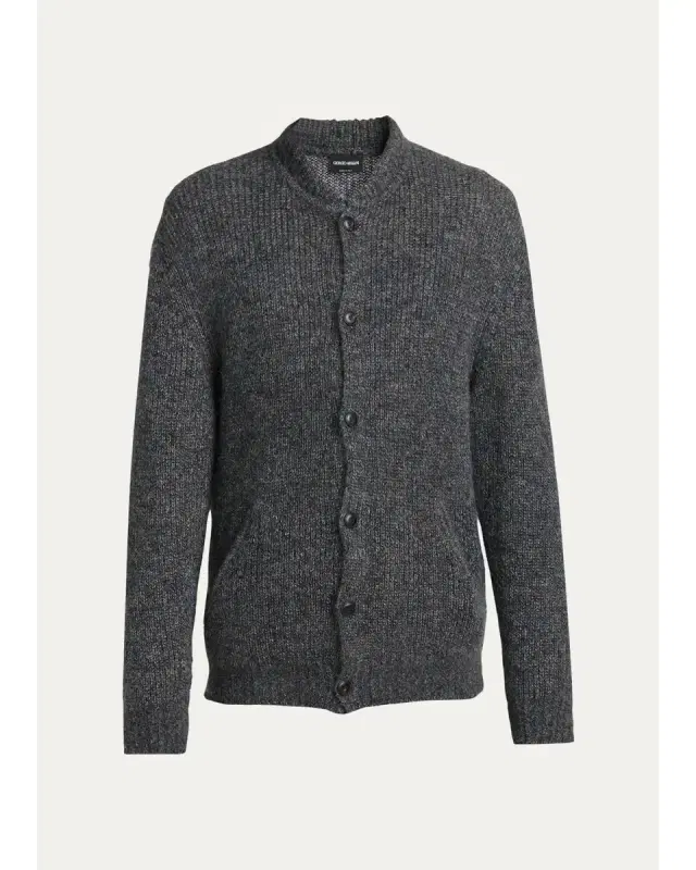 Giorgio Armani Men's Rib-Knit Mohair-Blend Cardigan